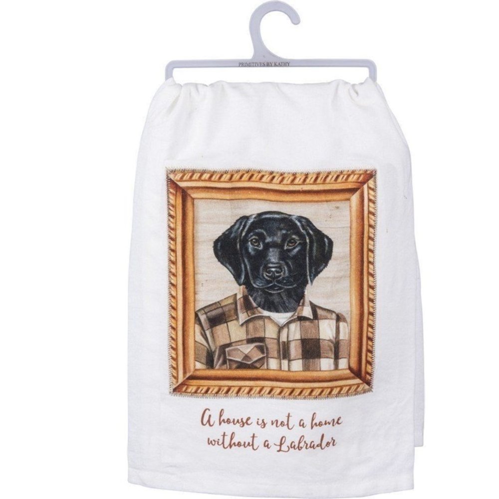 Prim by Kathy Kitchen Towel - A house is not a home without a Labrador - Black